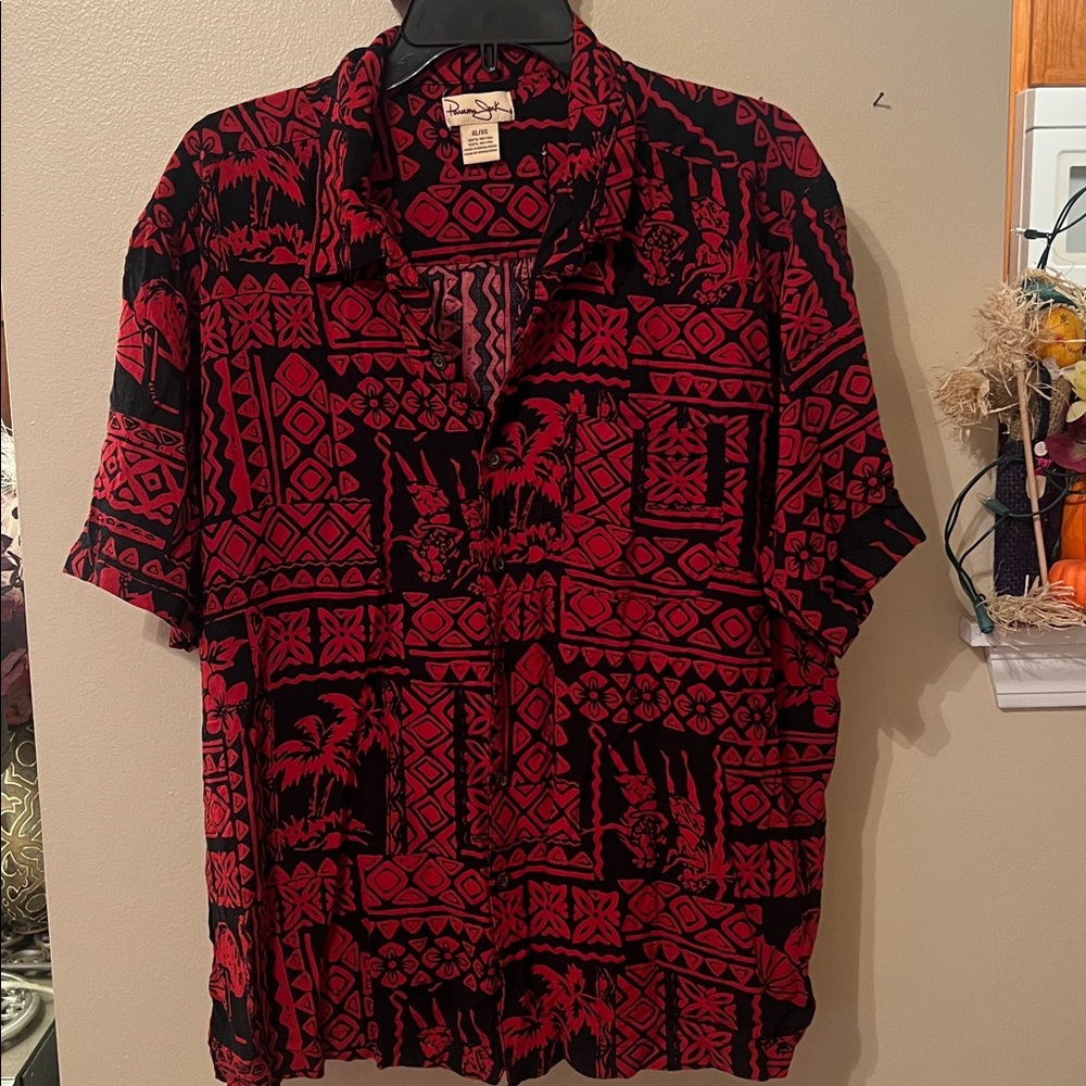 Panama Jack Red and Black collared shirt Short sleeve Front pocket size  XL